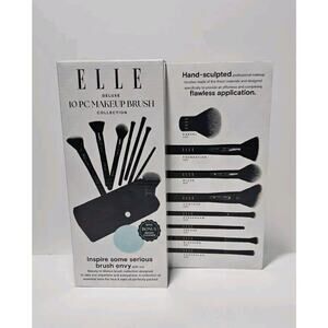 Elle Deluxe 10 Piece Makeup Brush Collection W/ Bonus Brush Cleaner